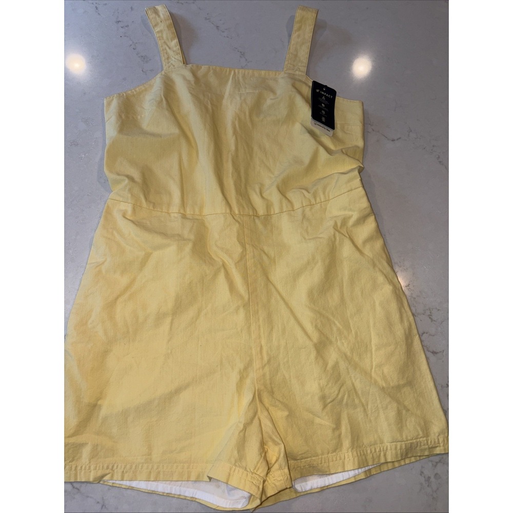 Women's Yellow Sleeveless Linen Blend Romper